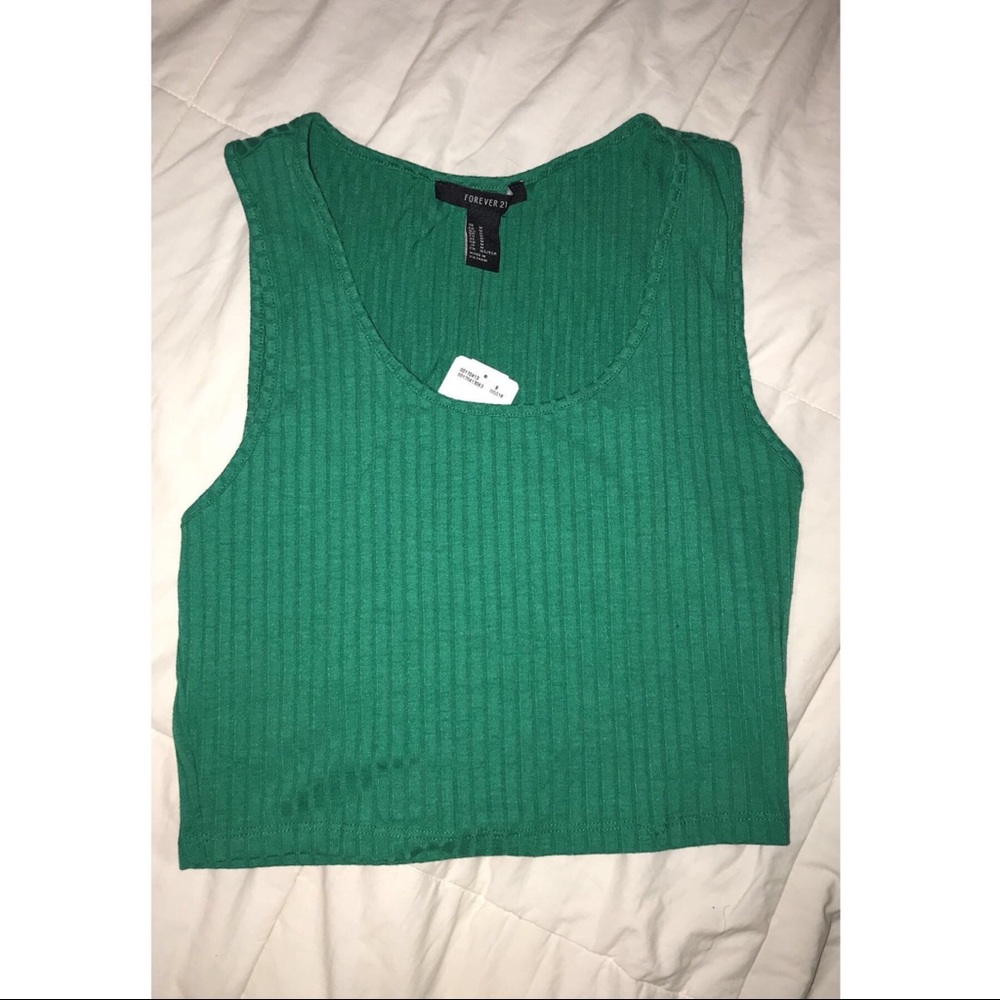 F21 green crop top tank